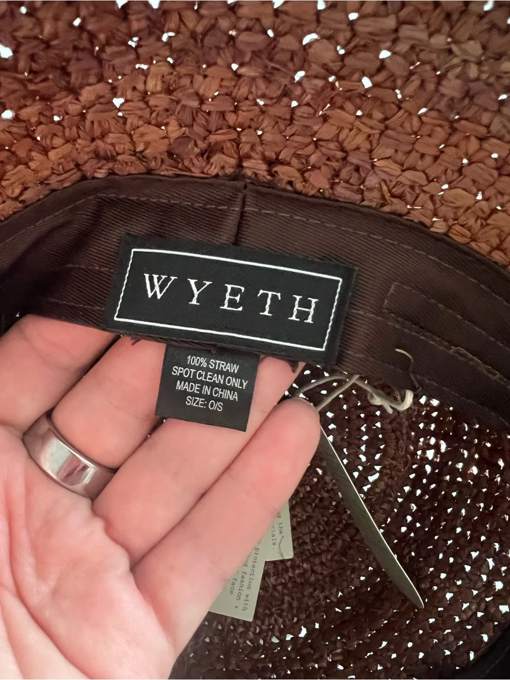 {Wyeth} Brand New Brown Raffia Straw Bucket Hat